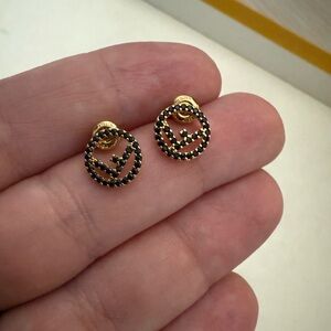 Brand new with box fendi small Gold and Black Stud Earrings